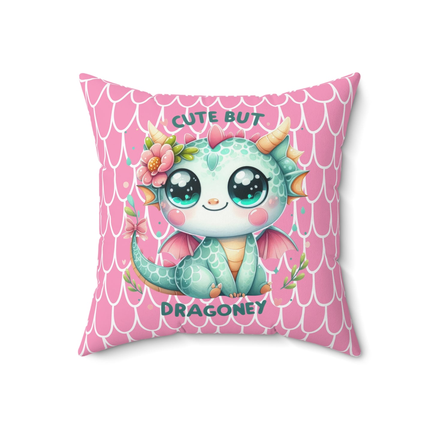 Cute But Dragoney Square Pillow, Dragon Pillow, Kids Room Decor, Fantasy Gift, Cute Home Accent, Magical Plush Cushion