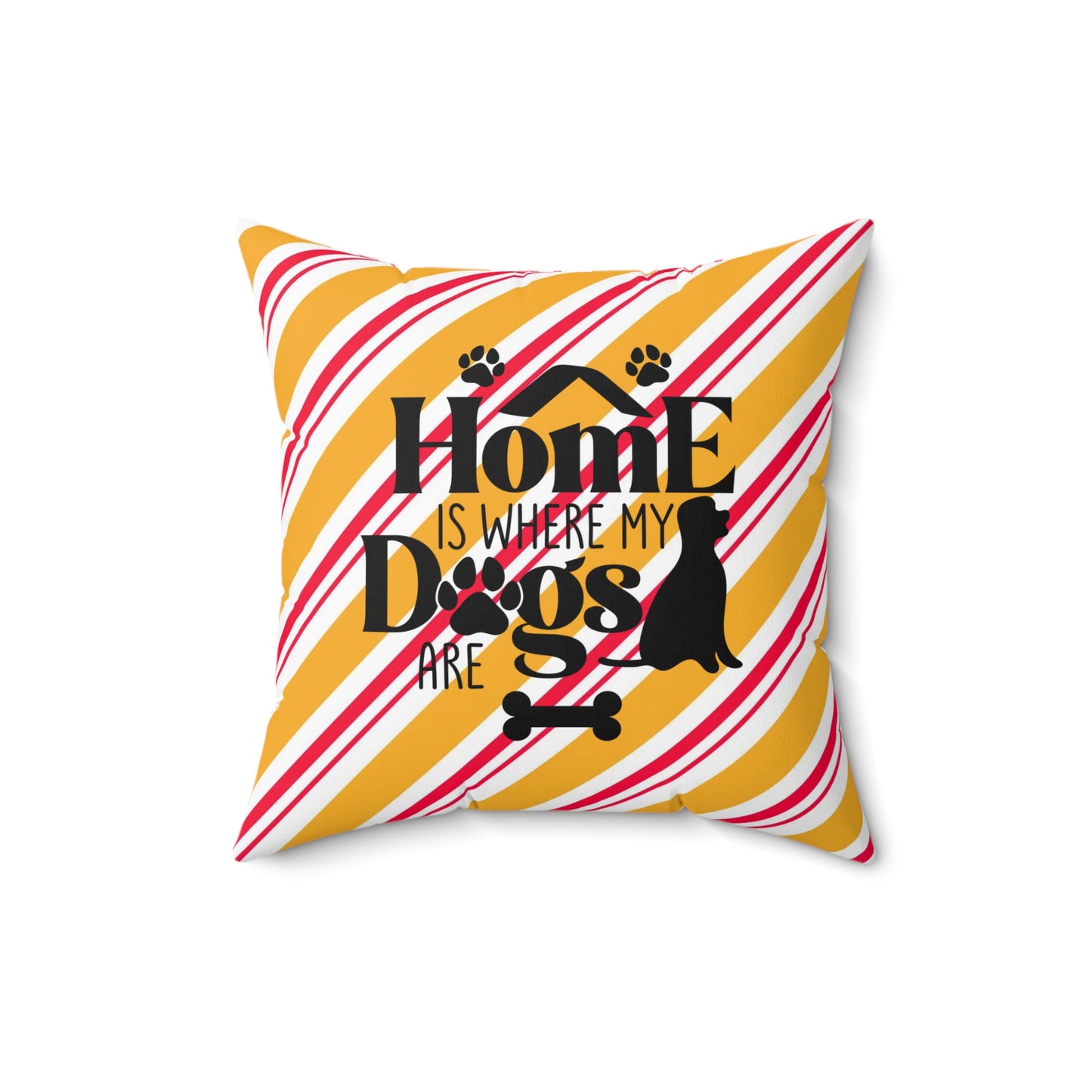 Holiday Spun Polyester Square Pillow, Animal Lovers, Dog Lover's Holiday Room Decor, Holiday Accent for Dog People, Housewarming Gift