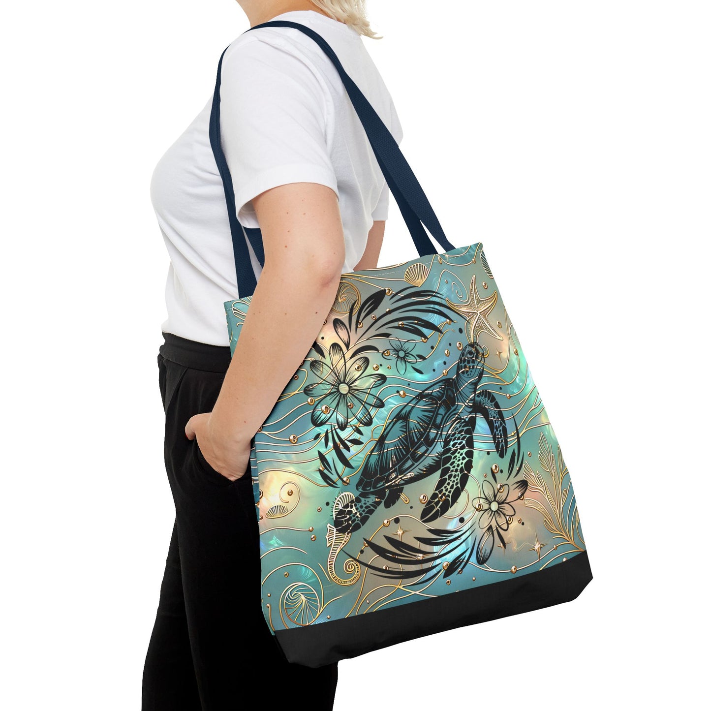 Ocean-Inspired Turtle Tote Bag - Beach Lover's Canvas Eco-Friendly Summer Gift