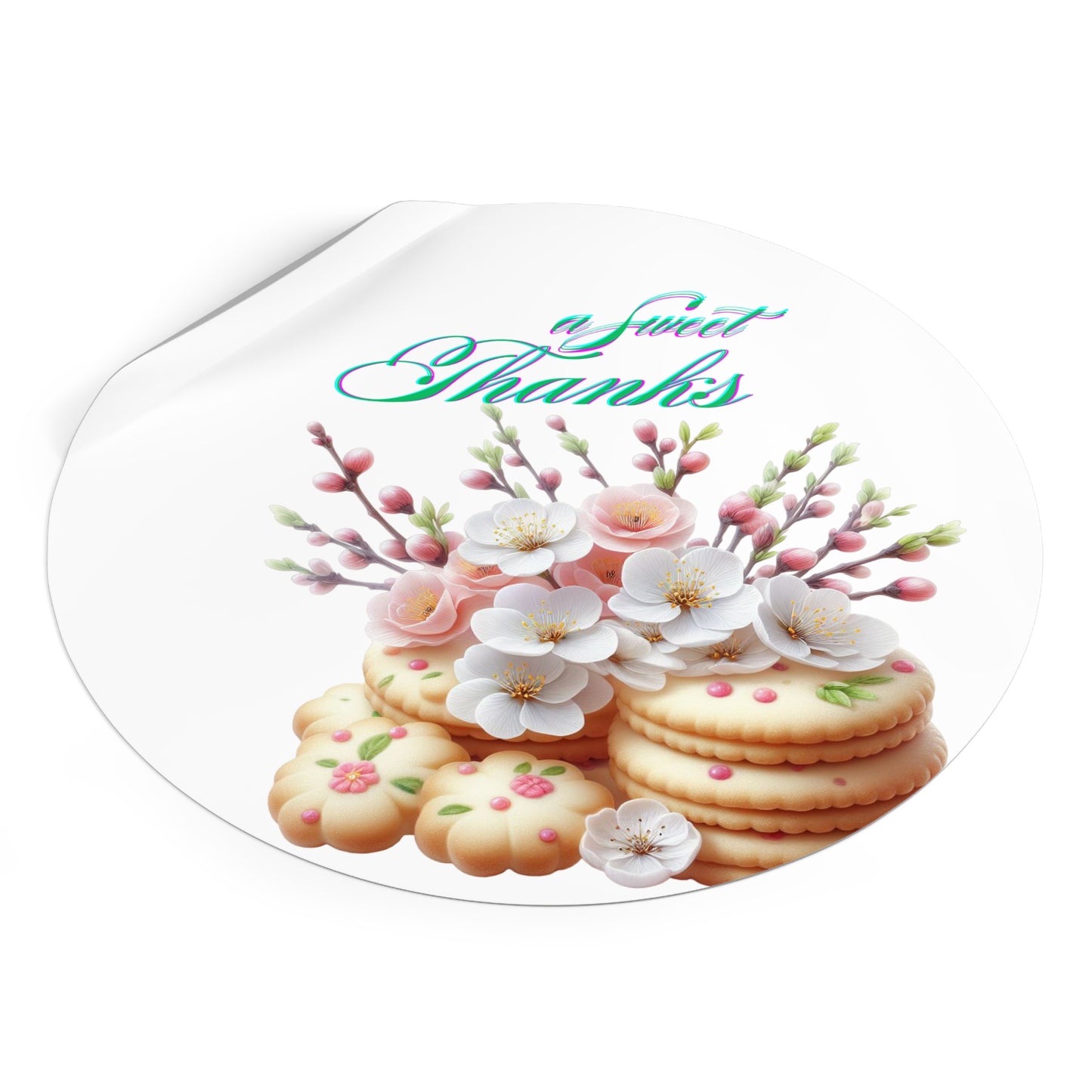 Floral Thank You Custom Vinyl Stickers, Wedding Favors, Party Decor, Personalized Gift, Cute Floral Design, Sweet Treats Decal