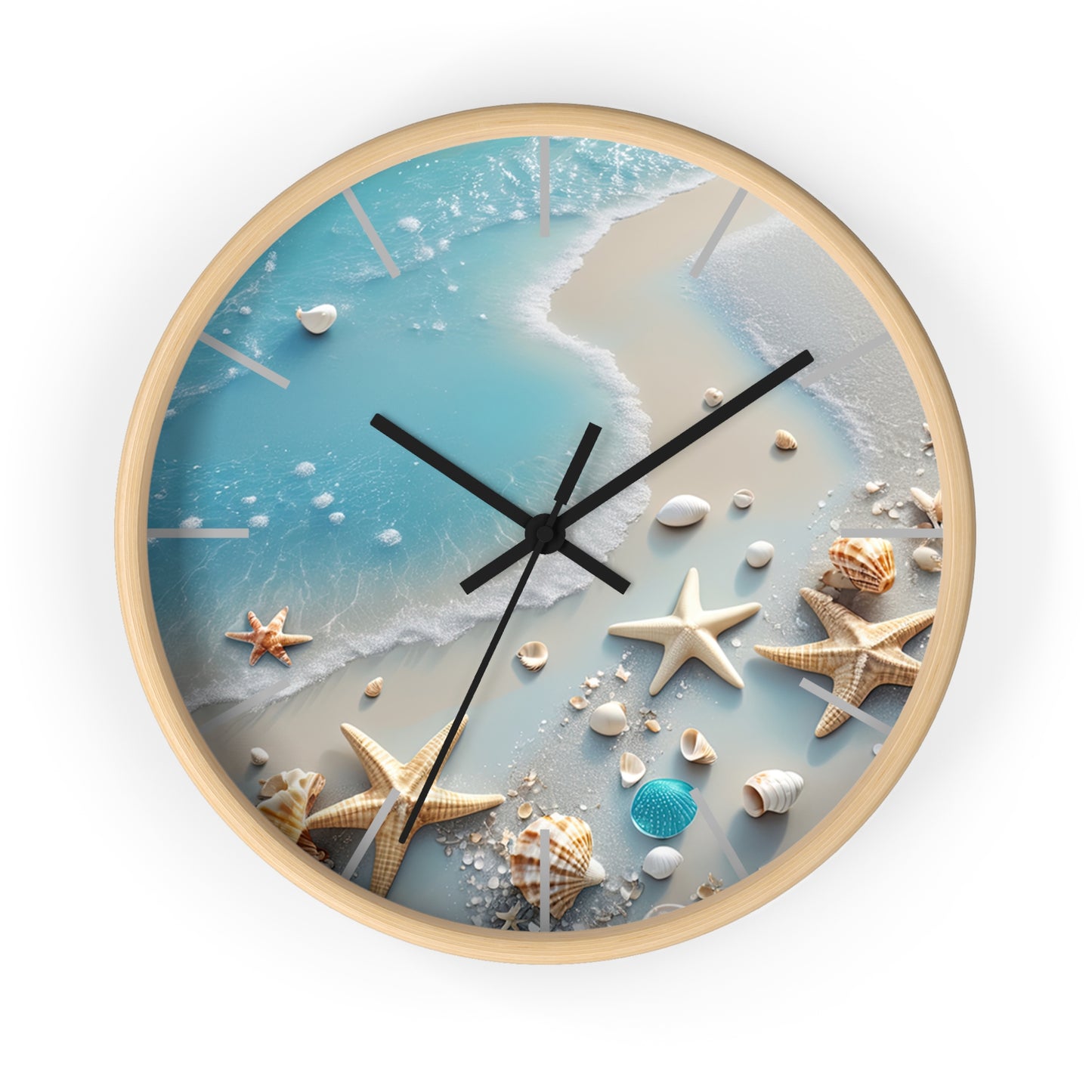 Coastal Serenity Wall Clock - Beach Inspired Home Decor with Seashells