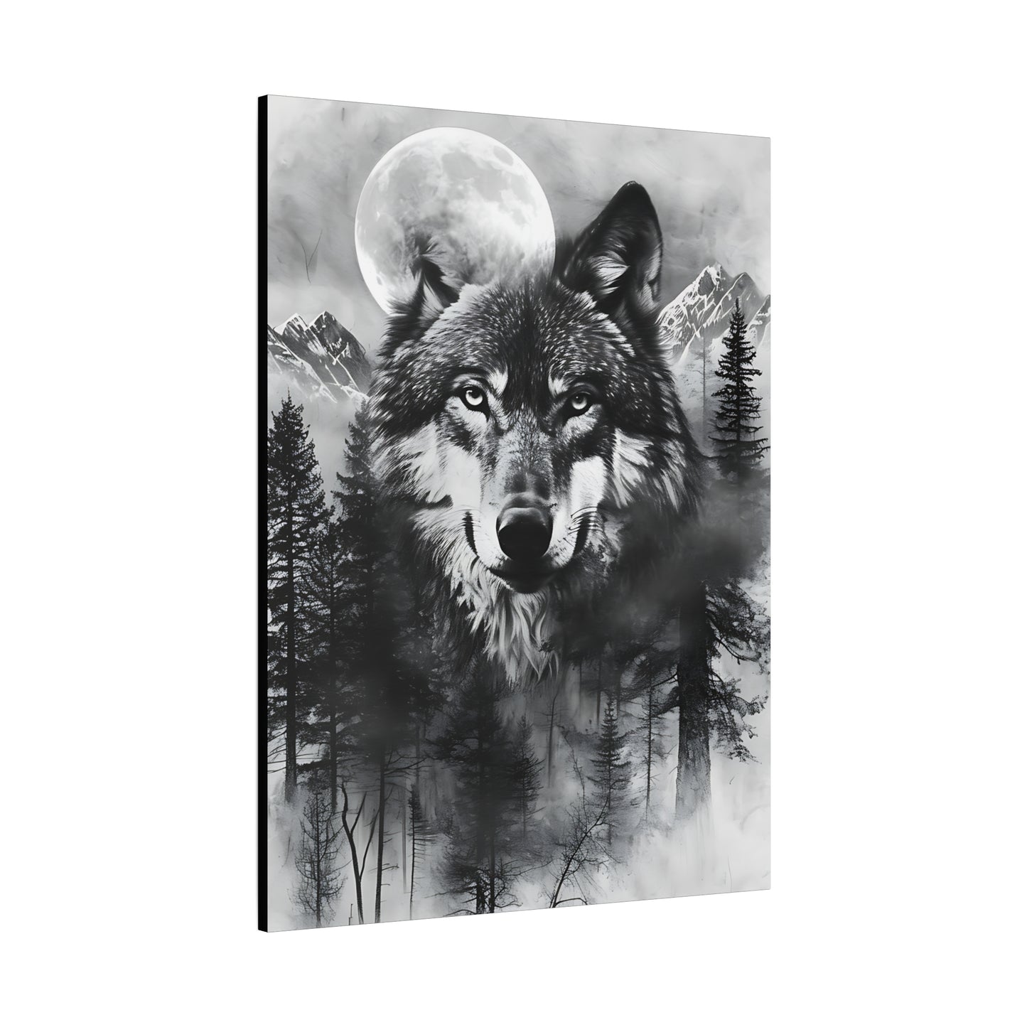 Majestic Wolf Canvas Wall Art - Black and White Wilderness Decor