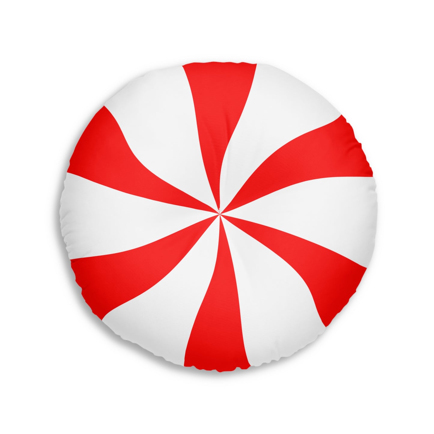 Round Tufted Floor Pillow - Candy Cane Design Holiday Christmas Home Decor