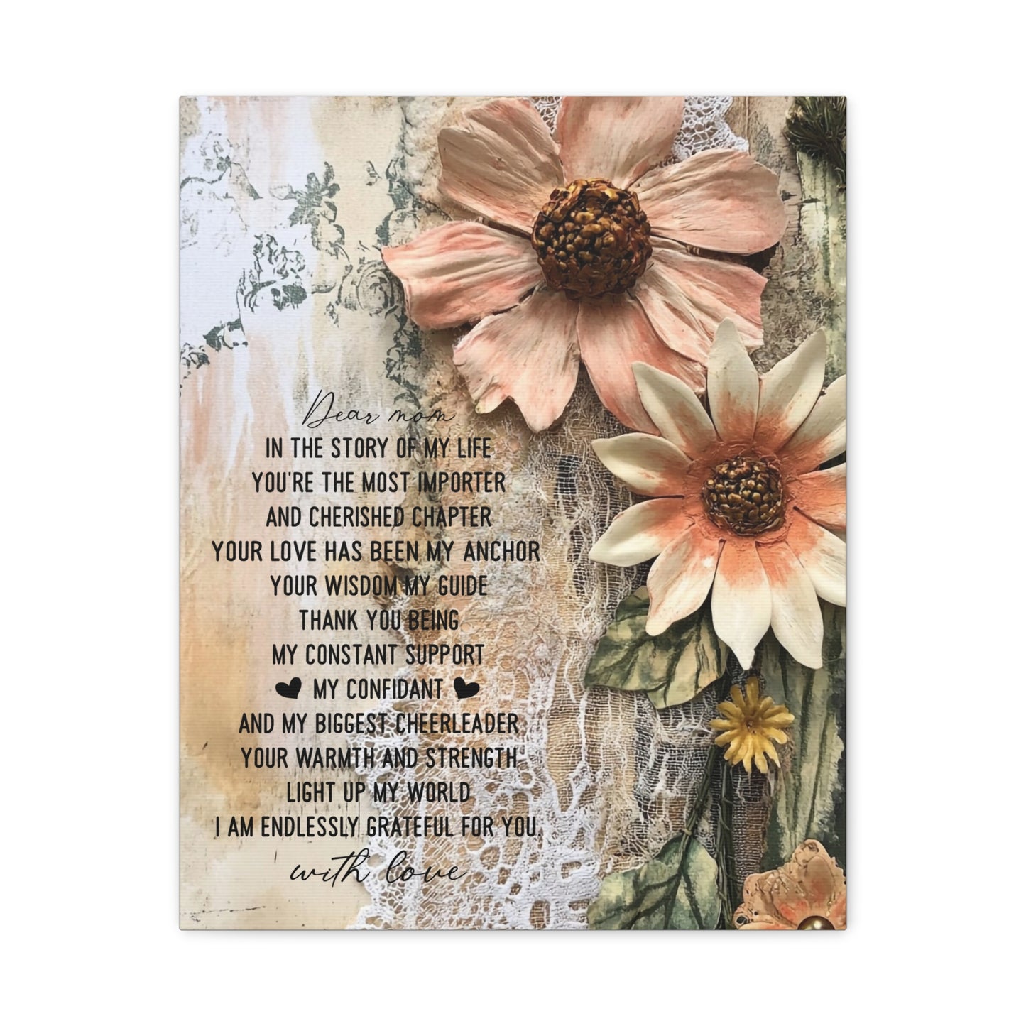 Floral Canvas Wall Art - Heartfelt Mom Appreciation Decor