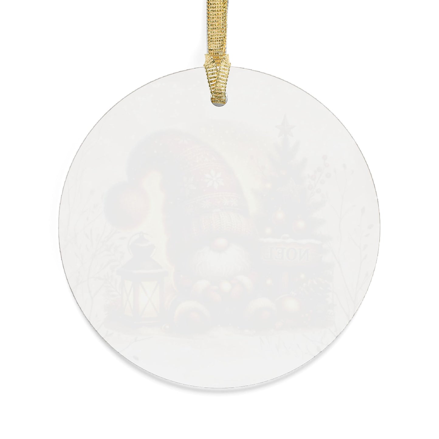 Festive Acrylic Christmas Ornament with Santa Gnome & Tree Design Holiday Decor