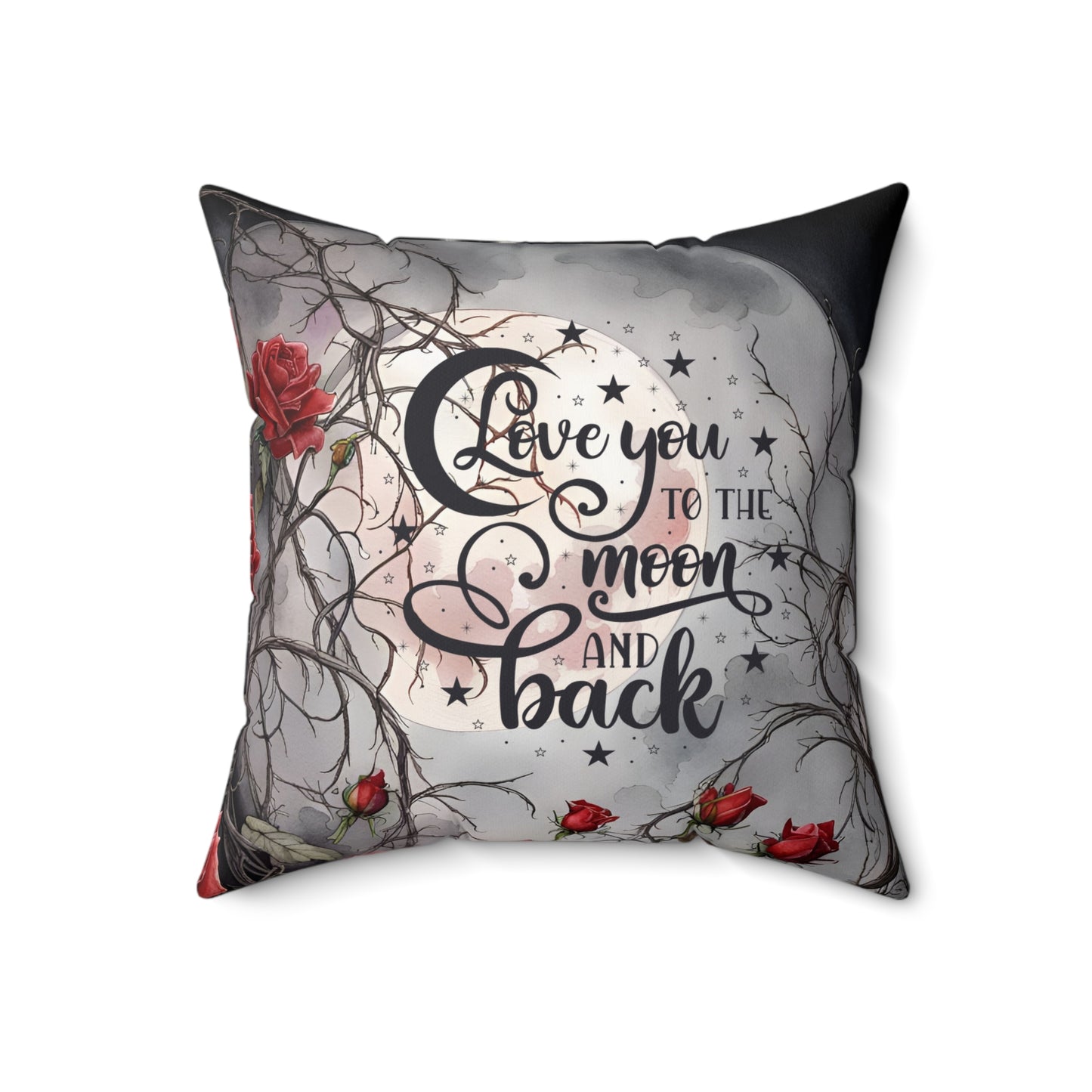 Gothic Theme Spun Polyester Square Pillow, Beautiful Accent for Home or Office, Love You To The Moon And Back Quote, Gift Idea for Any Occasion