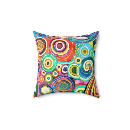 Funky Colorful Pattern Spun Polyester Square Pillow, Home or Office Decor, Accent for Any Room, Great Housewarming or Any Occasion Gift Idea