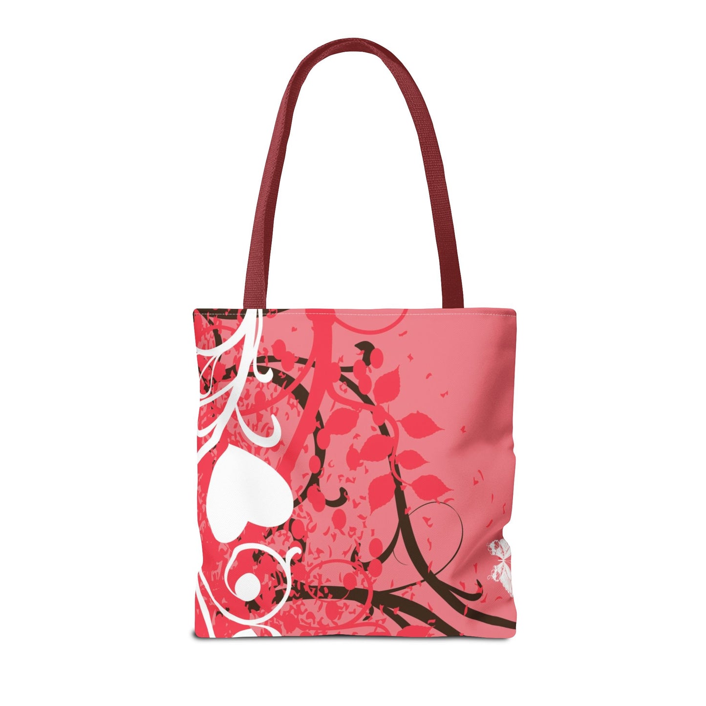 Pink Butterfly Heart Floral Abstract Fashionable Tote Bag (AOP), Stylish, Gift Idea for Birthdays, Holidays, Any Occasion for Anyone