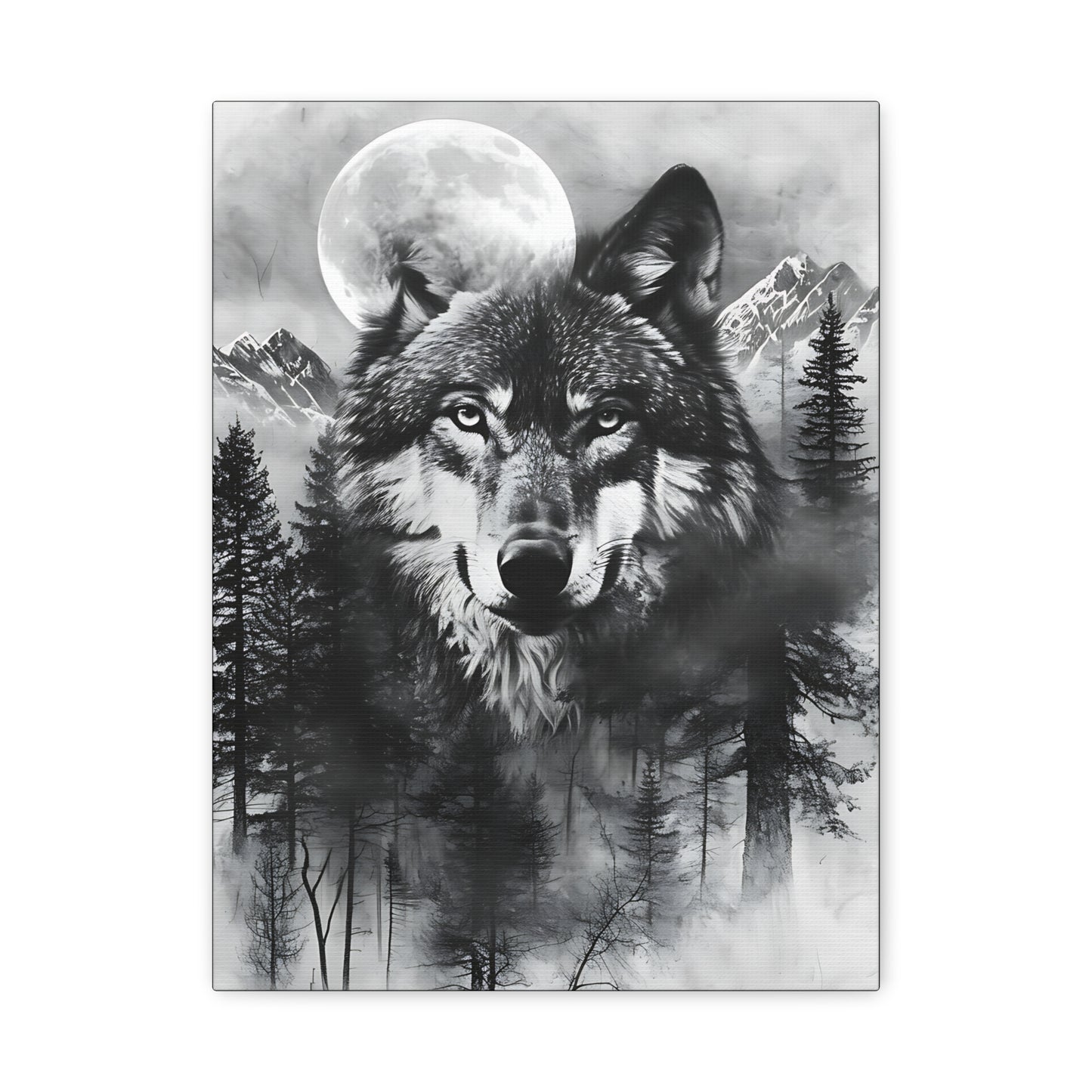 Majestic Wolf Canvas Wall Art - Black and White Wilderness Decor