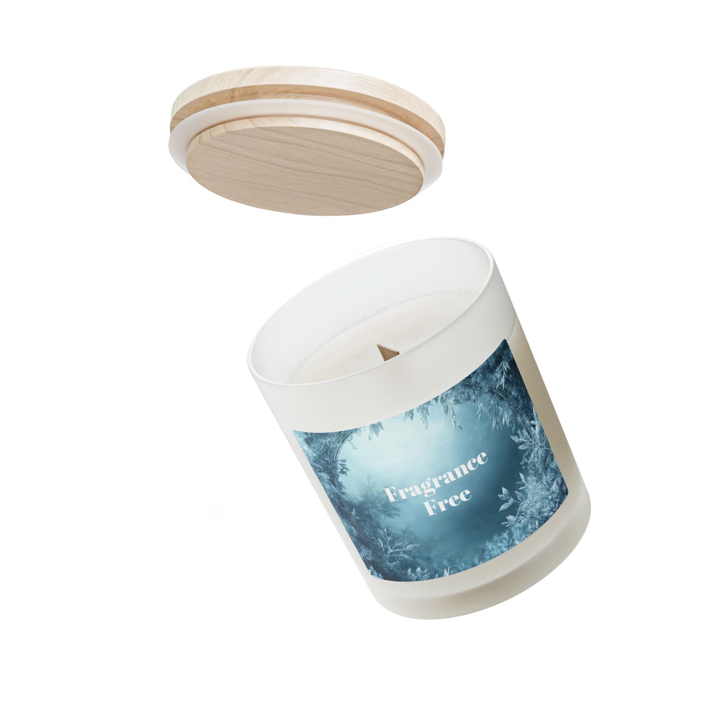 Vanilla Frosted Glass Candle – 11oz Scented Soy Candle with Wooden Lid