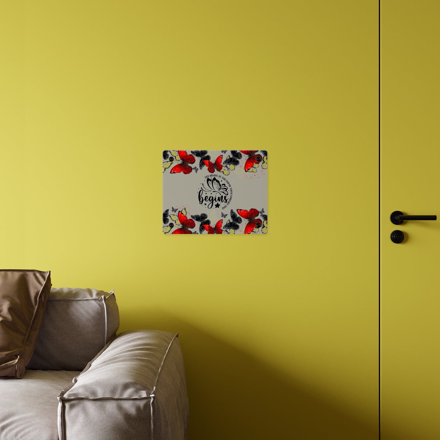 Inspirational Butterfly Acrylic Wall Art Panel - 'Life Begins' Decor