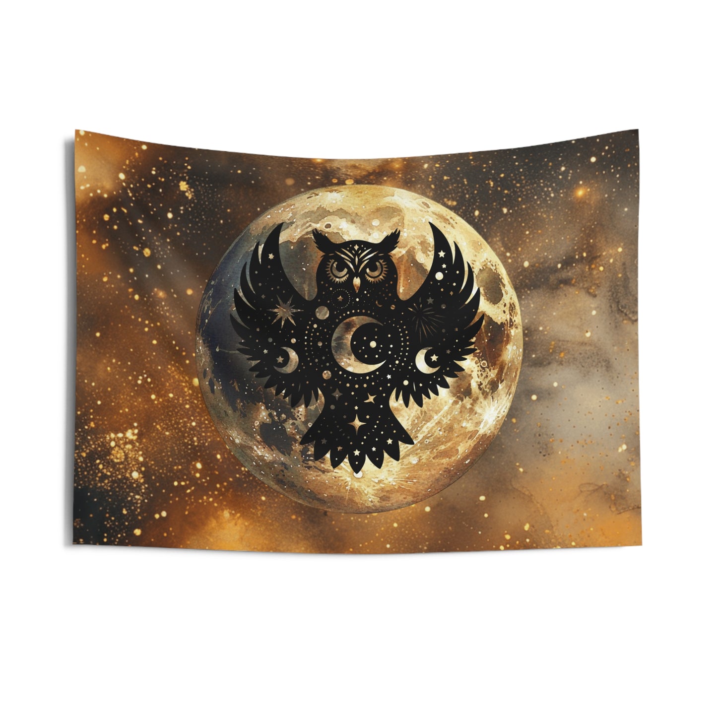 Celestial Owl Wall Tapestry, Cosmic Decor, Bohemian Wall Art, Witchy Home Decor, Mystical Tapestry