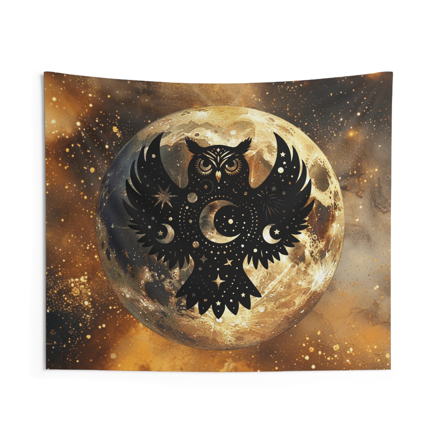 Celestial Owl Wall Tapestry, Cosmic Decor, Bohemian Wall Art, Witchy Home Decor, Mystical Tapestry