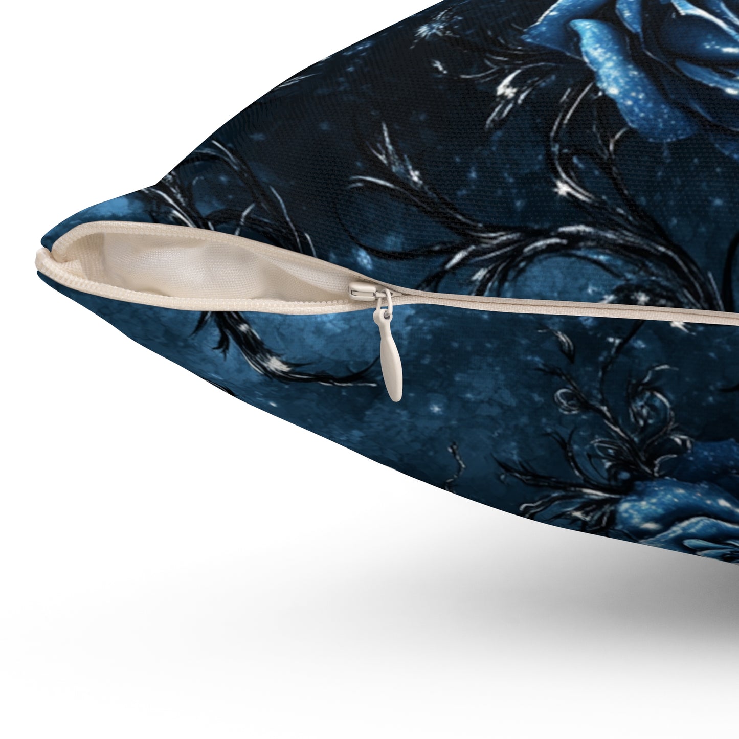 Elegant Gothic Blue Rose Square Pillow, Decorative Cushion, Home Decor, Gift for Her, Accent Pillow for Bedrooms, Cozy Living Room Decor