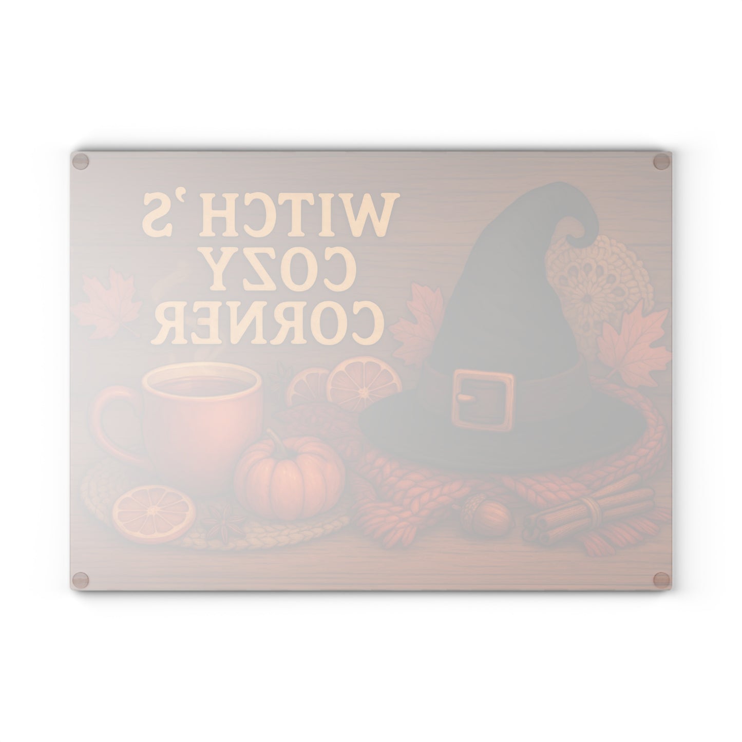 Autumn-Themed Glass Cutting Board - Witch's Cozy Corner