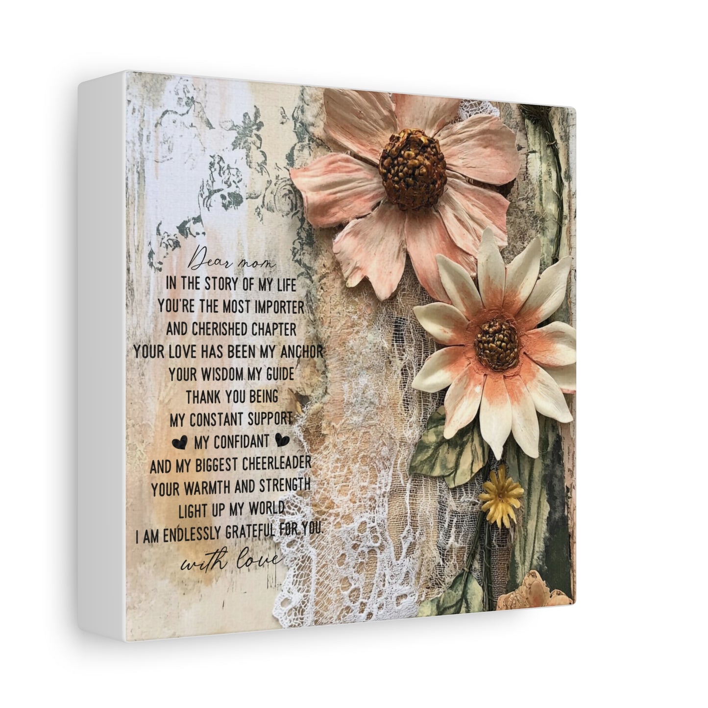 Floral Canvas Wall Art - Heartfelt Mom Appreciation Decor
