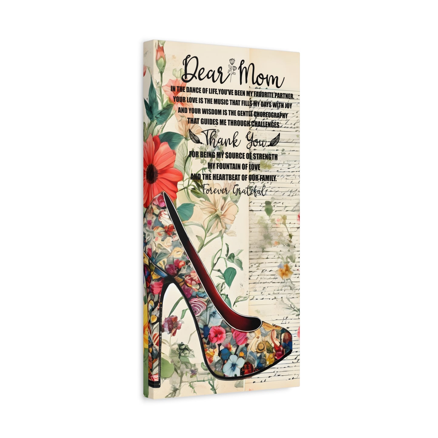 Inspirational Floral Canvas Wall Art for Mom - Perfect Gift for Mother's Day