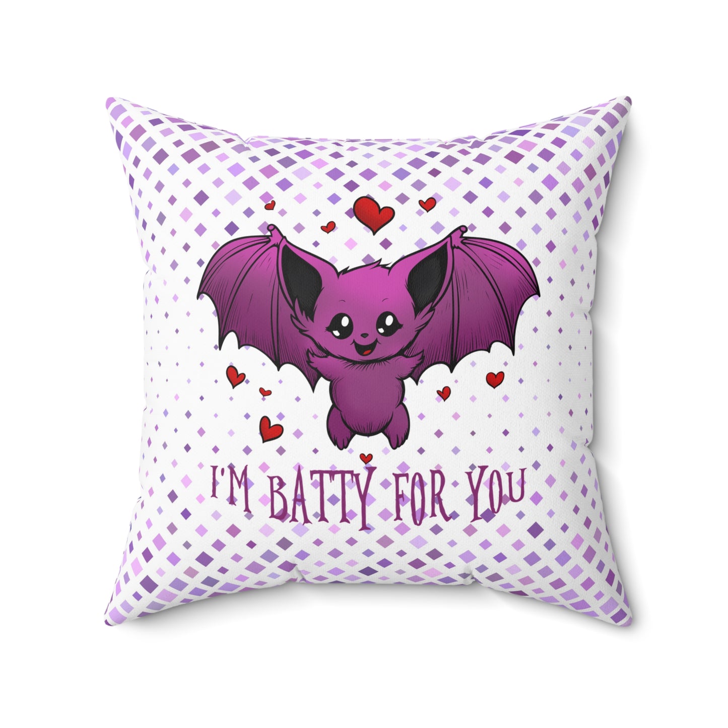 Cute Batty for You Pillow - Adorable Decor for Halloween, Valentine's Day, Cozy Home, Gifts for Bat Lovers, Fun Bedroom Accent
