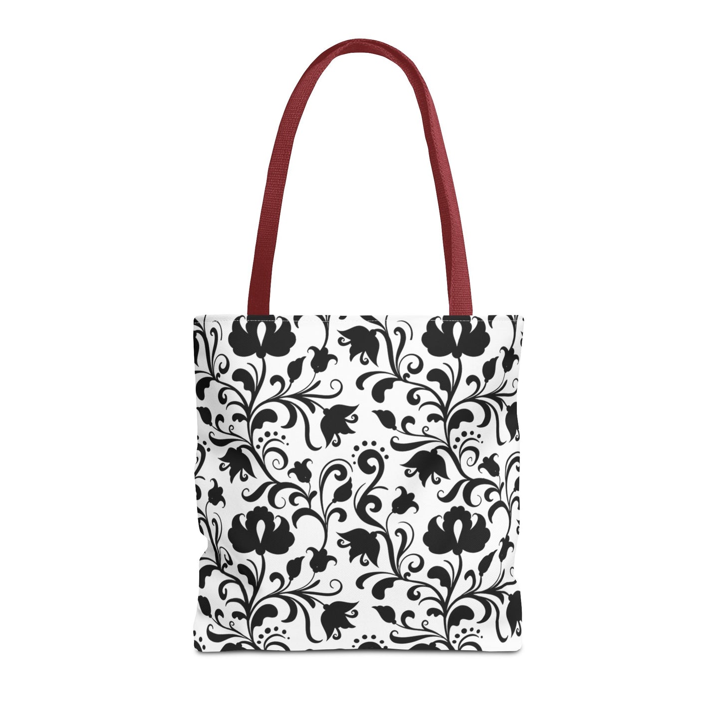 Black and White Floral Tote Bag - Stylish AOP Fashion Everyday Gift