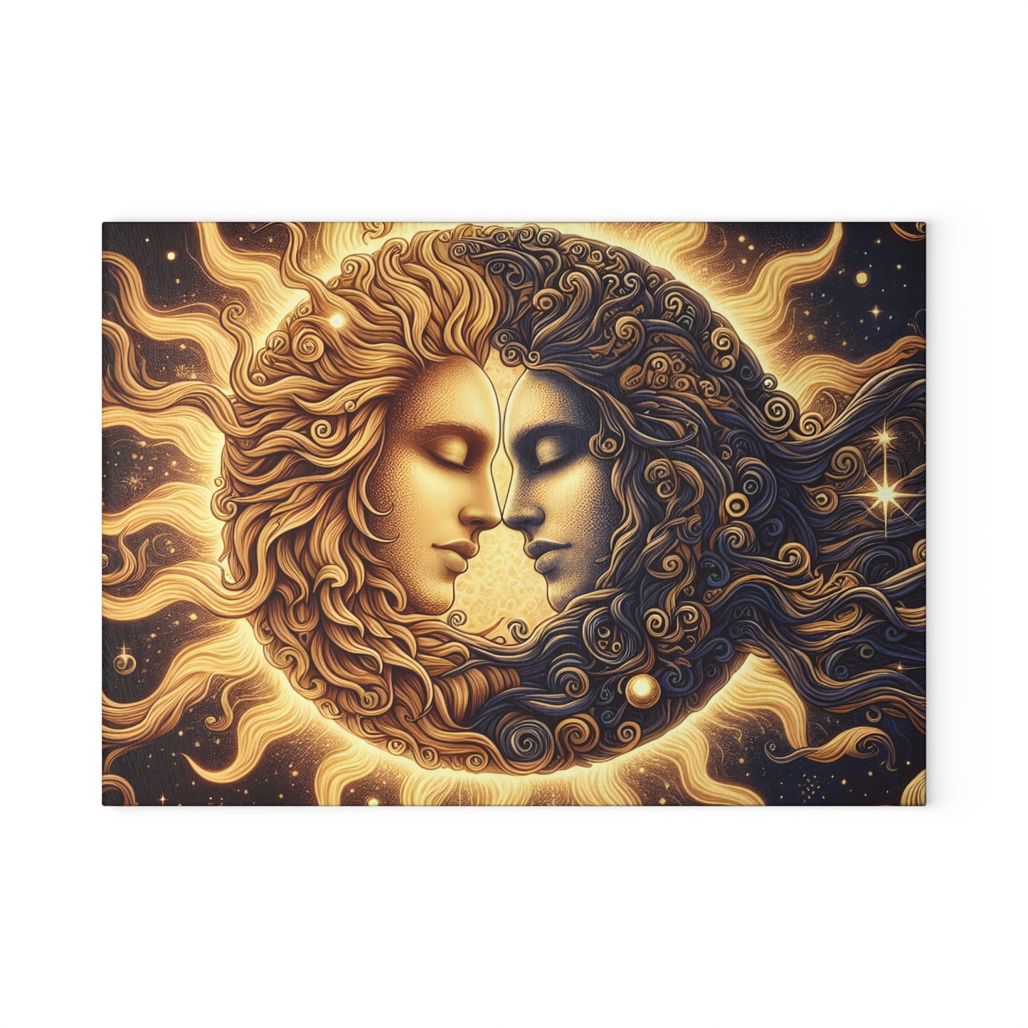 Celestial Sun & Moon Glass Cutting Board