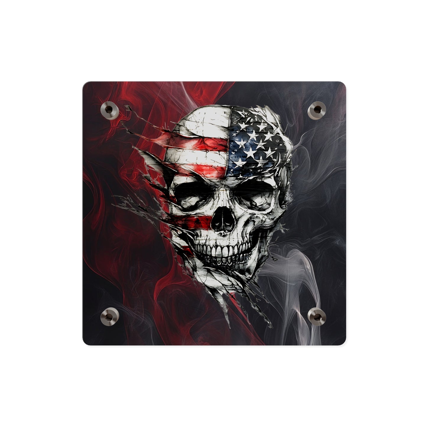 American Skull Acrylic Wall Art Panels - Edgy Decor for Rebels & Patriotic Souls