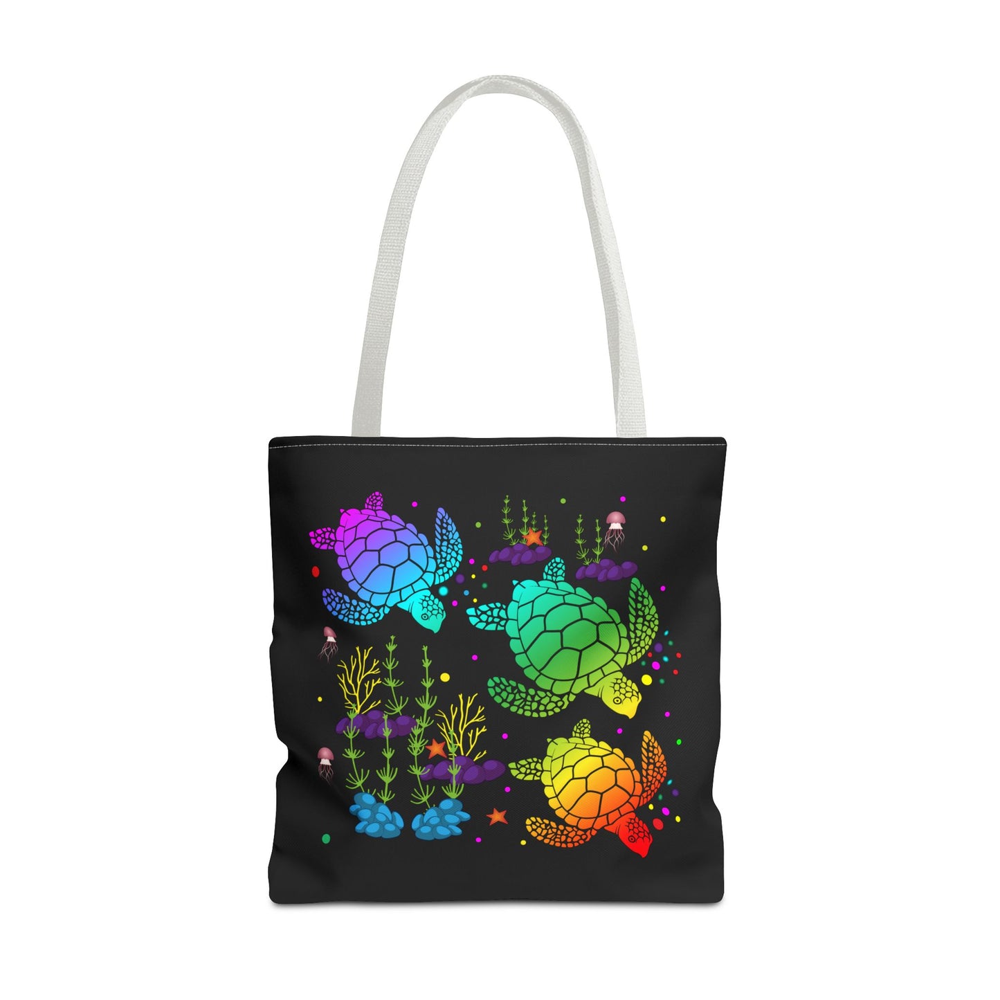 Rainbow Turtle Tote Bag - Eco-Friendly Reusable Shopper, Beach Bag, Gift for Ocean Lovers, Summer Fun, Art Tote