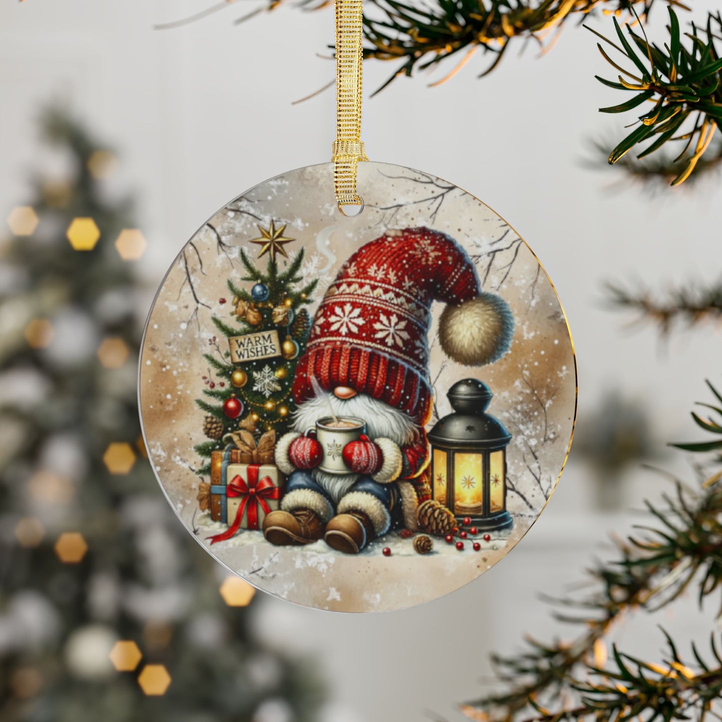 Christmas Acrylic Ornaments - Cozy Gnome & Tree Holiday Decor