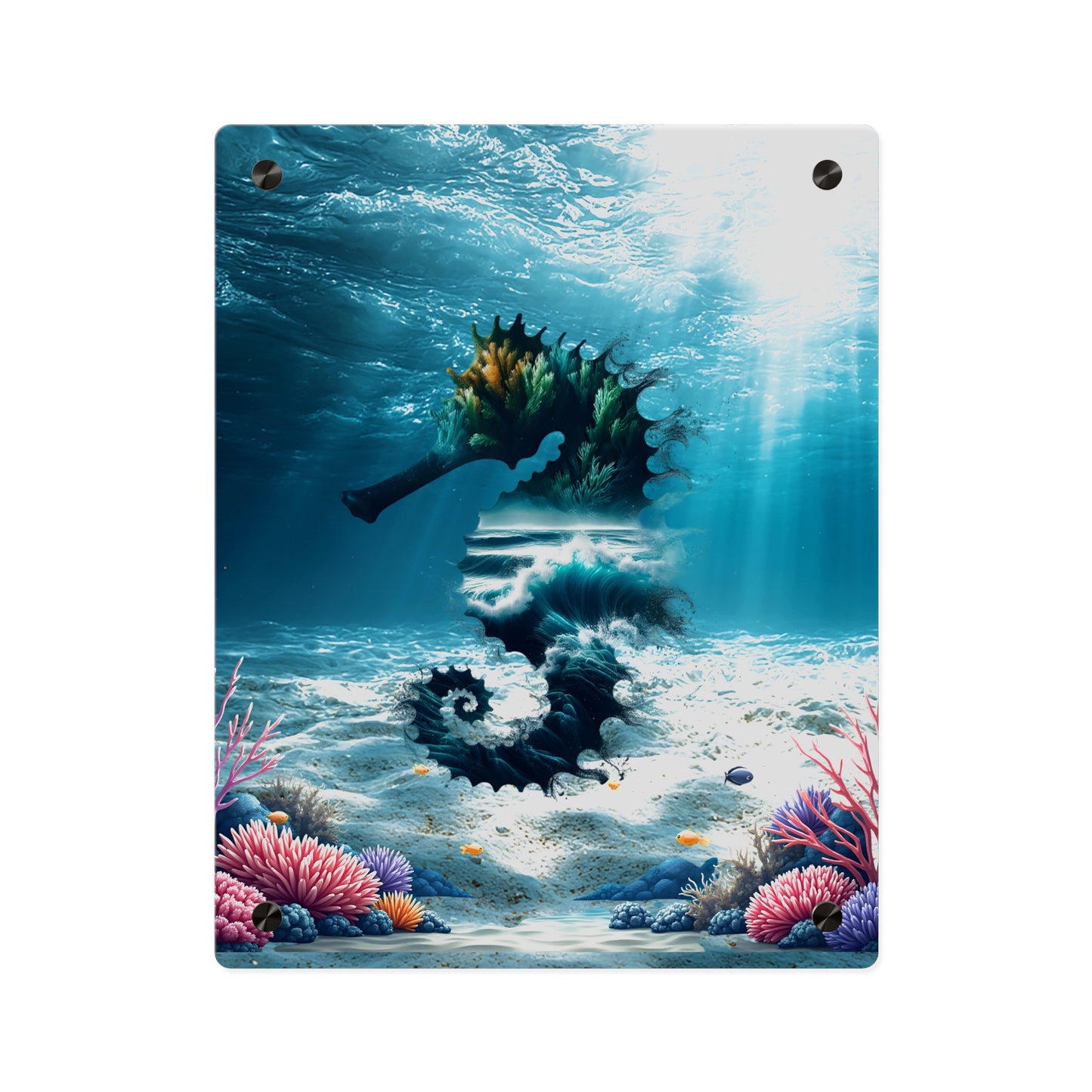 Acrylic Wall Art Panel — Underwater Seahorse Ocean Scene Panel