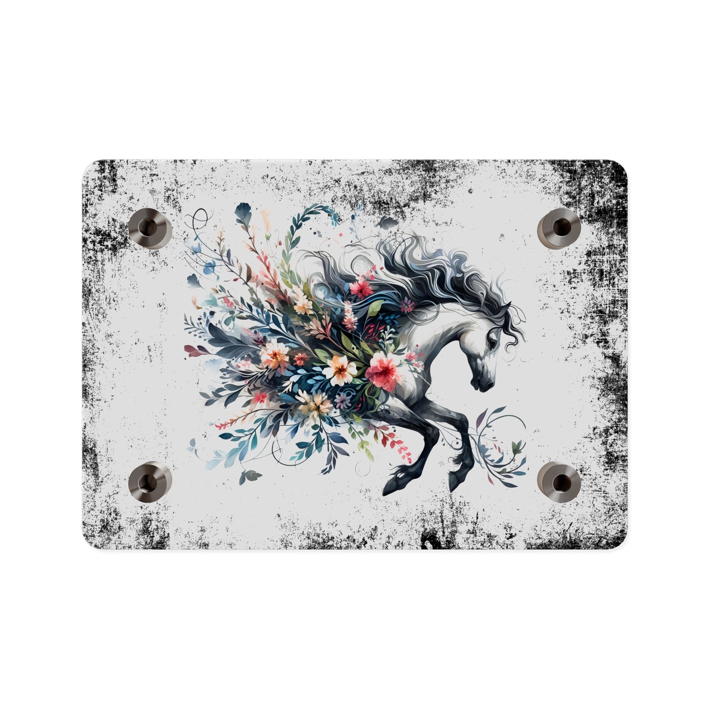 Floral Horse Acrylic Wall Art Panel - Modern Home Decor