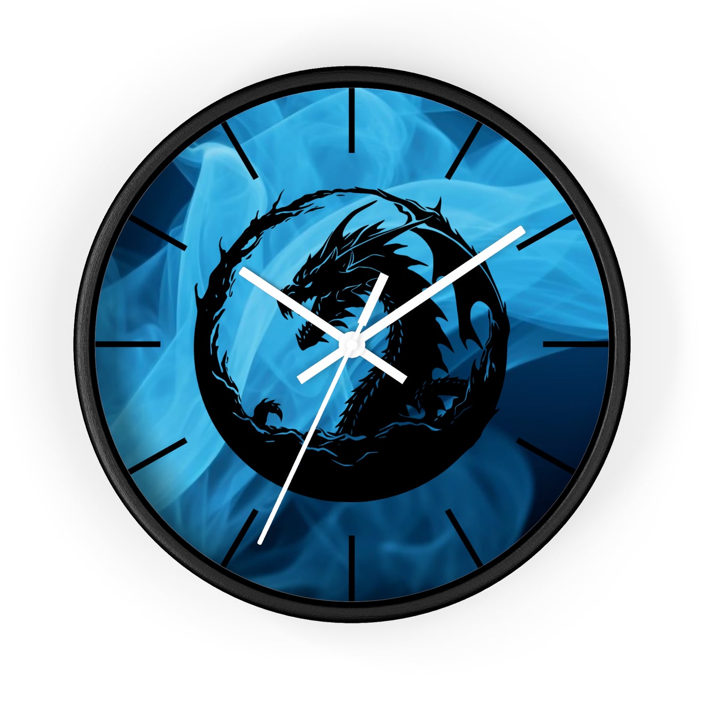 Dragon Blue Smoky Wall Clock - Mystical Home Office Decor Gift