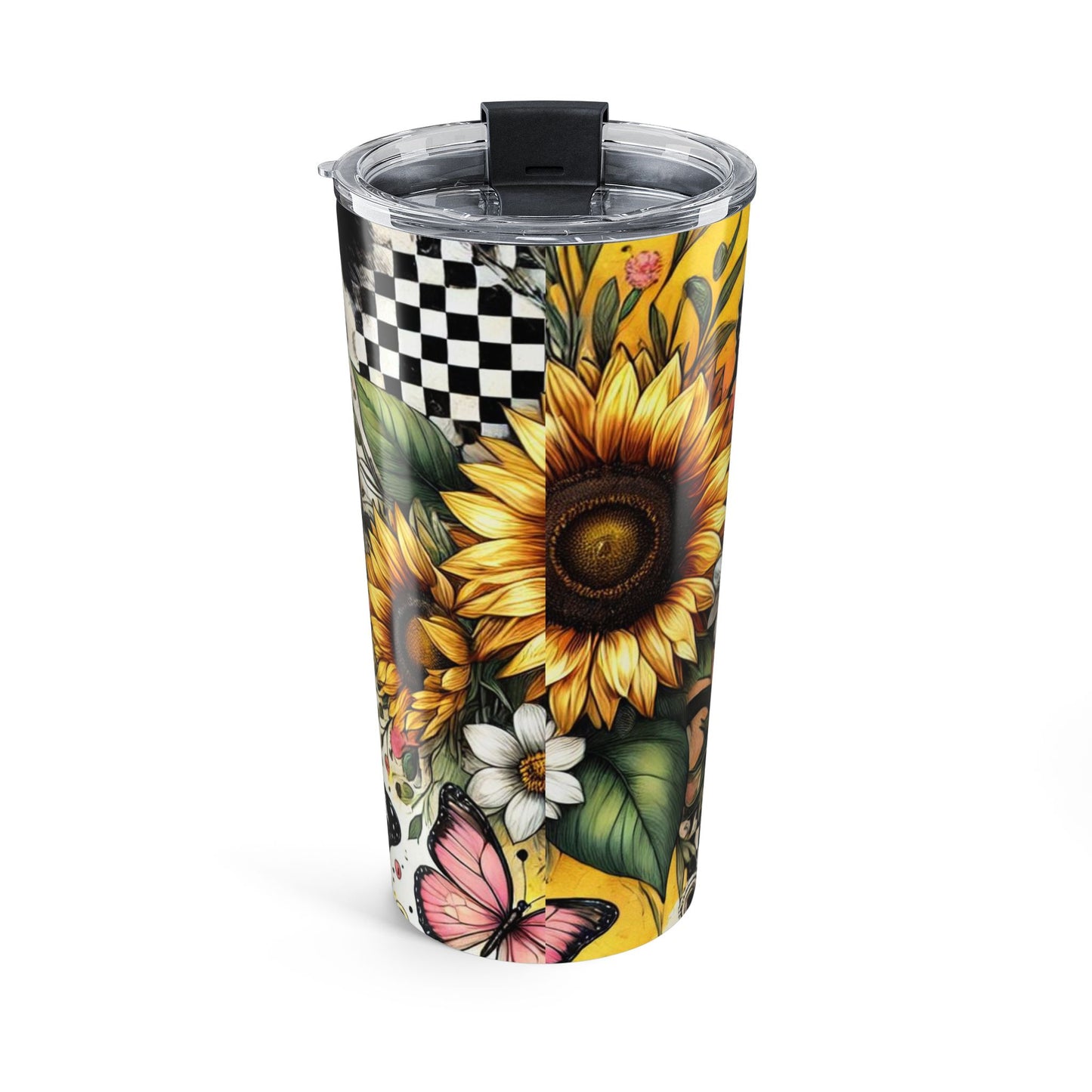 Floral Butterfly Tumbler 20oz - Vibrant Sunflower Gift