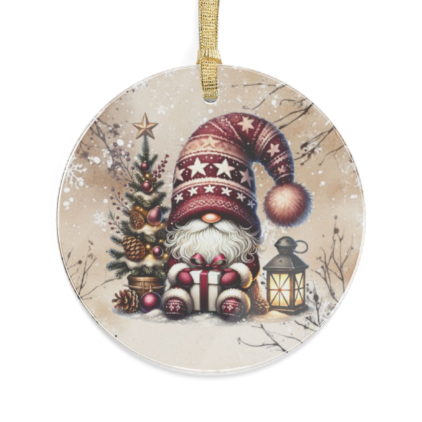 Festive Holiday Gnome Acrylic Ornaments - Christmas Decor