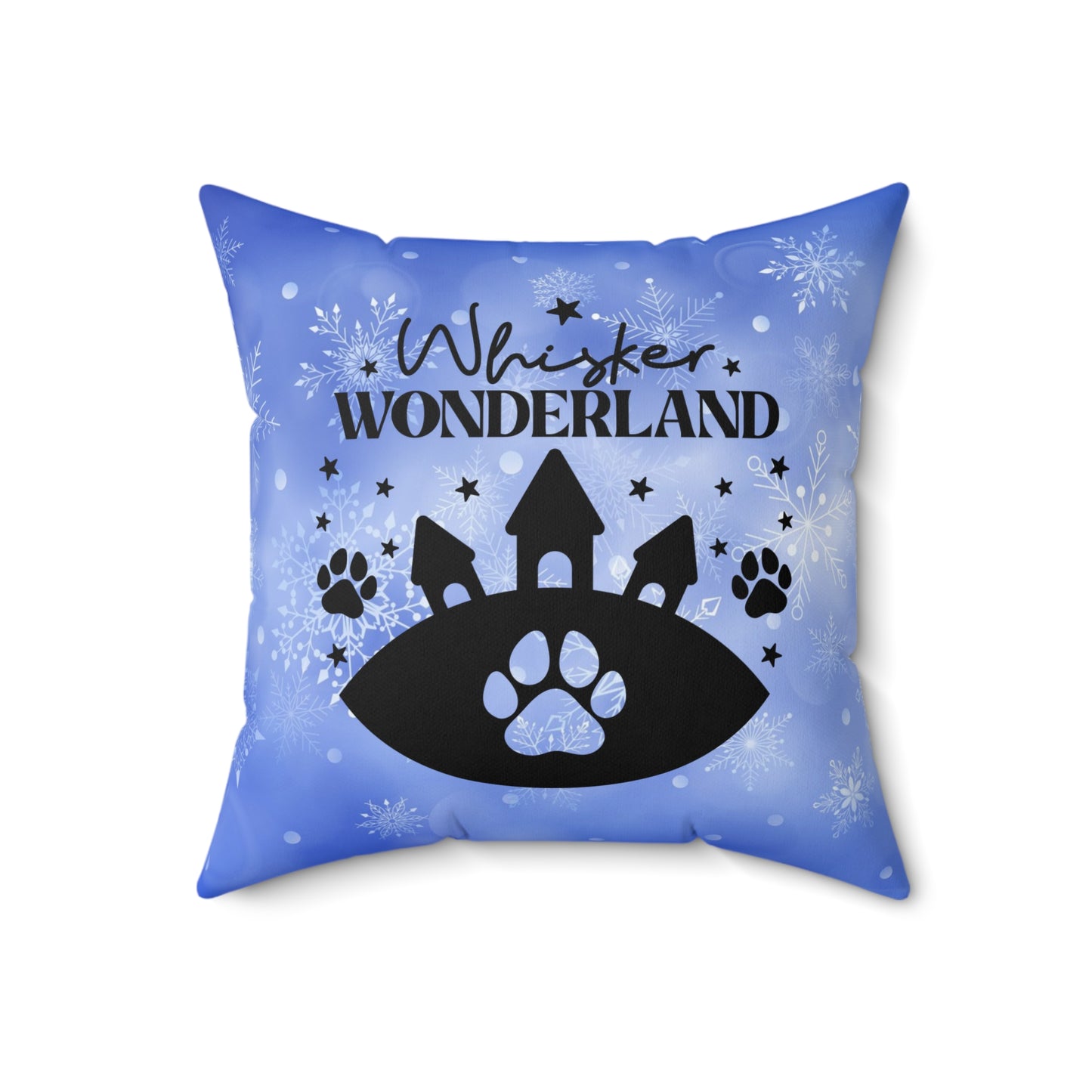 Pet Lover's Holiday Theme Spun Polyester Square Pillow, Cute Animal Holiday Quote, Beautiful Decor Pet Lover's Holiday Decor for Home or Office