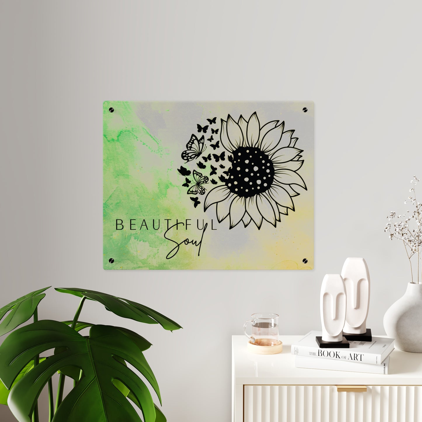 Beautiful Soul Acrylic Wall Art Panel with Sunflower Design
