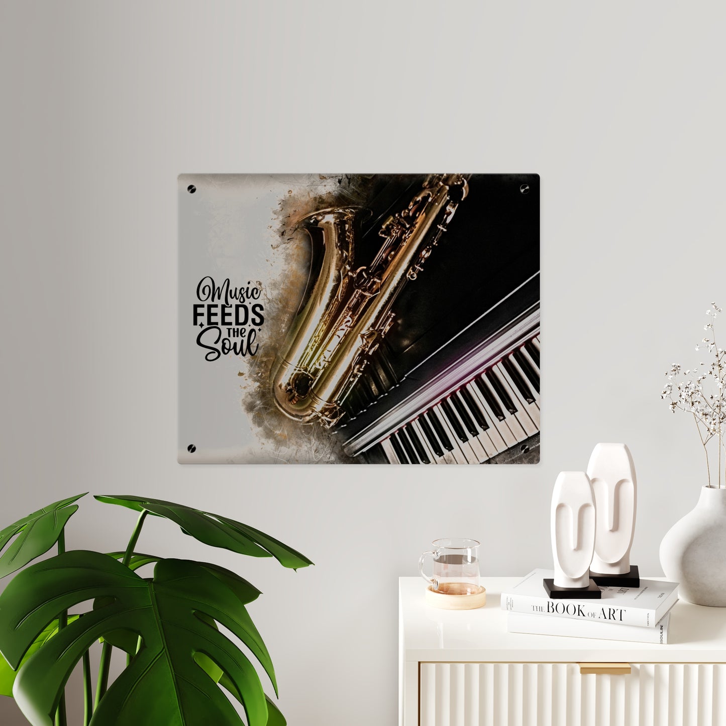 Inspirational Acrylic Wall Art Panel - "Music Feeds the Soul"