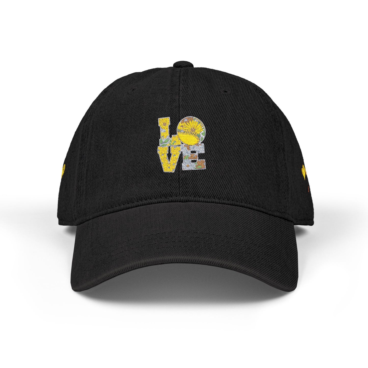 Embroidered Love Softball Denim Hat - Stylish Cap for Casual Outings