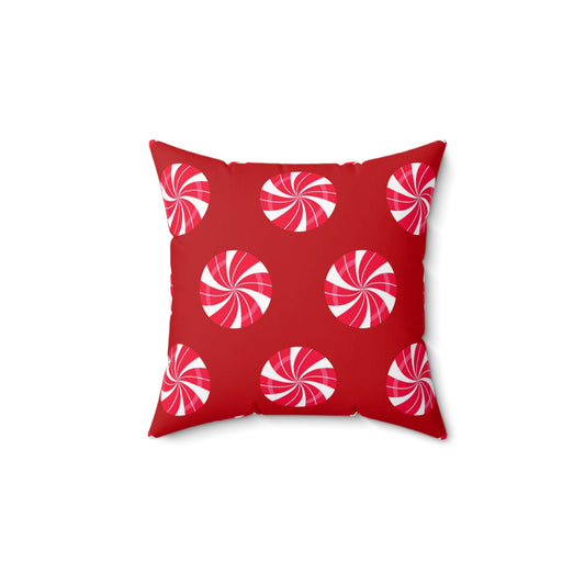 Holiday Theme Spun Polyester Square Pillow, Candy Cane Holiday Decor for any Home or Office, Fun Festive Decor for the Holidays.