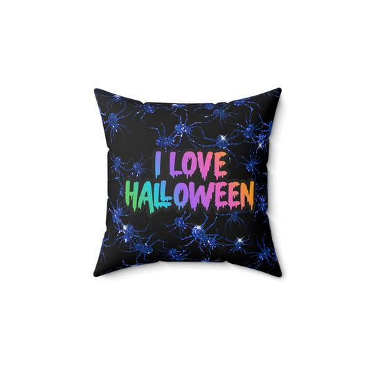 Halloween Throw Pillow, I Love Halloween Decor, Spun Polyester Cushion, Festive Home Accent, Spooky Gift Idea, Fall Celebration