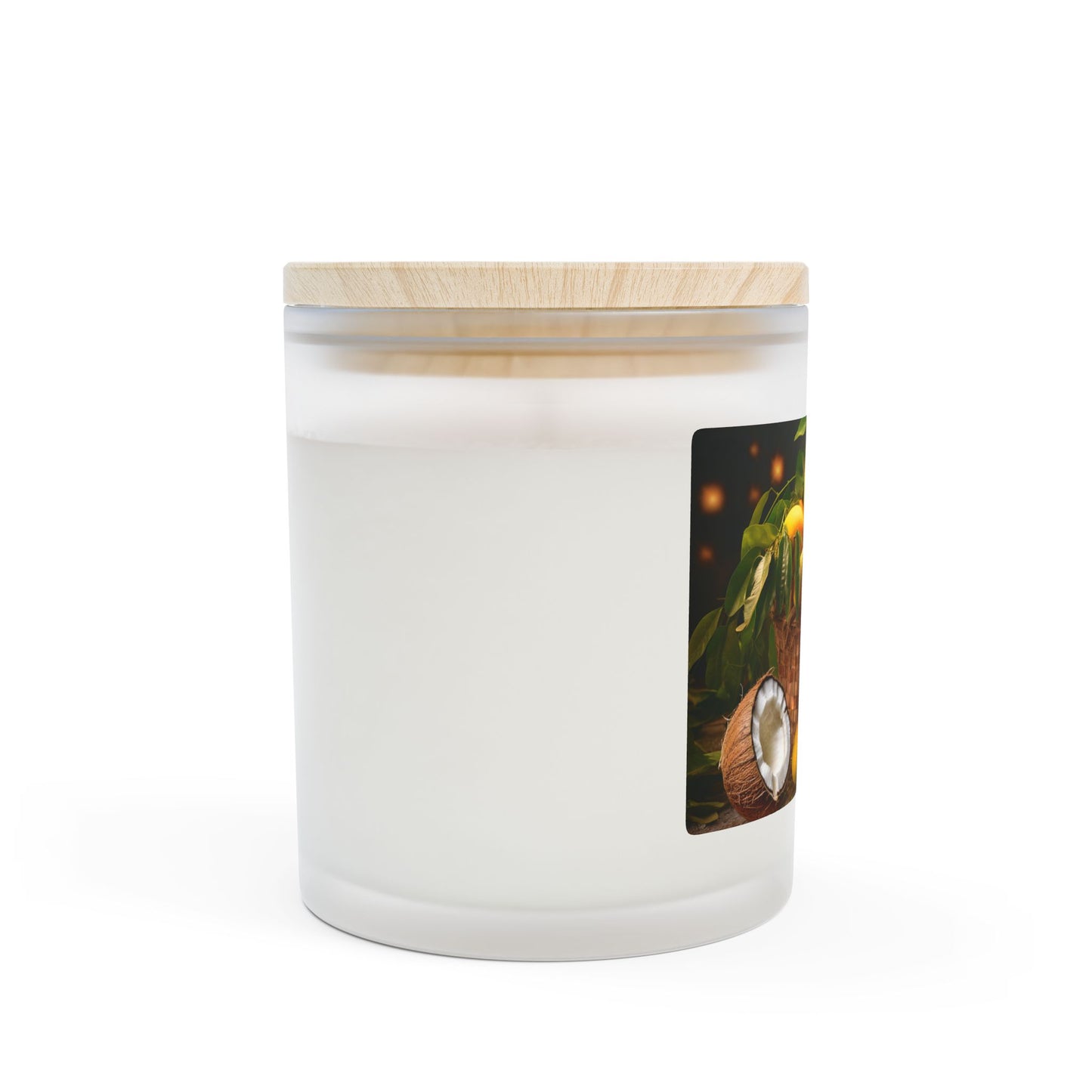 Vanilla Frosted Glass Candle – 11oz Scented Soy Candle with Wooden Lid