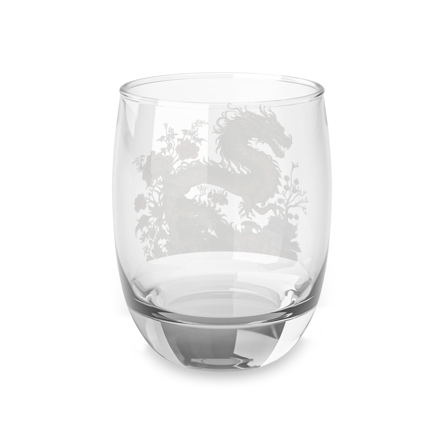 Dragon Floral Whiskey Glass 6oz — Japanese-Style Green Dragon Decorative Rocks Glass