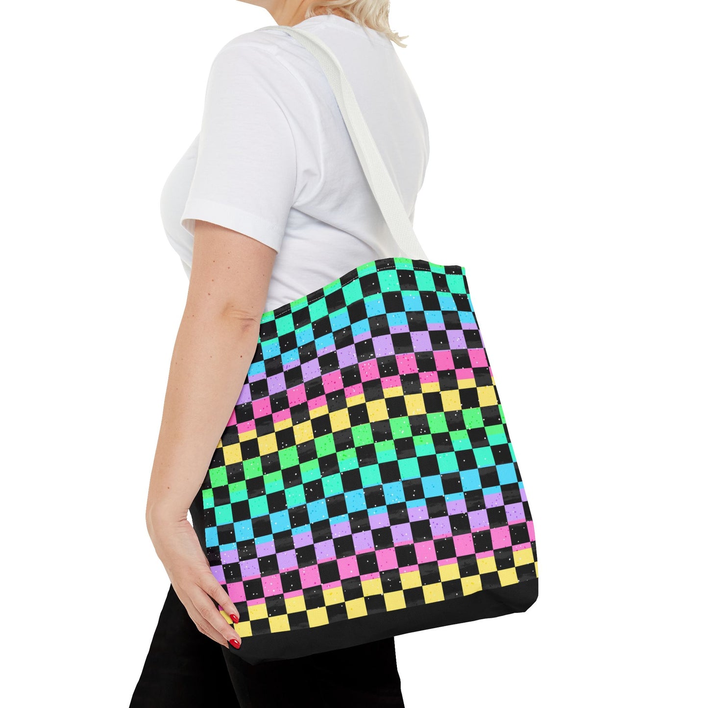 Colorful Checkerboard Tote Bag - Vibrant Reusable Shopping Bag, Eco-Friendly Gift, Summer Beach Accessory, Fashionable Everyday Tote
