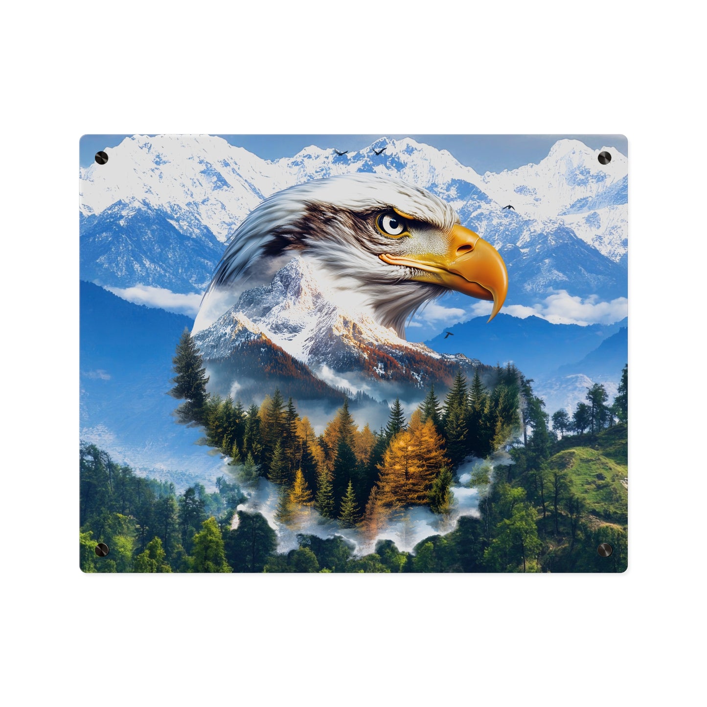 Eagle Mountain Acrylic Wall Art Panel — Patriotic Wilderness Landscape Decor