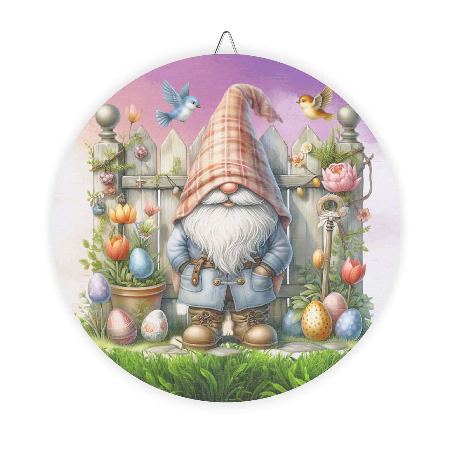 Easter Gnome Rustic Charm Wood Sign - Charming Spring Decor for Home & Garden