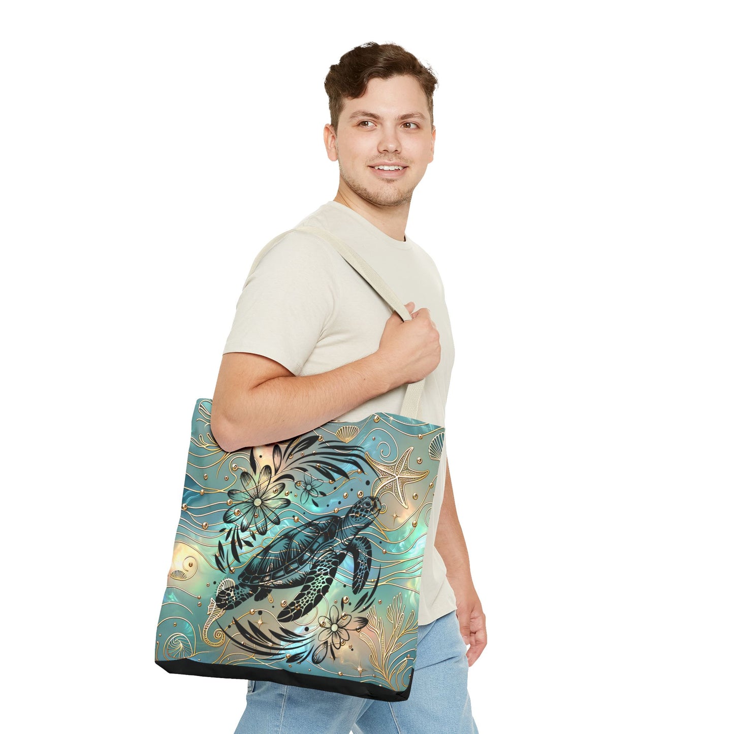 Ocean-Inspired Turtle Tote Bag - Beach Lover's Canvas Eco-Friendly Summer Gift
