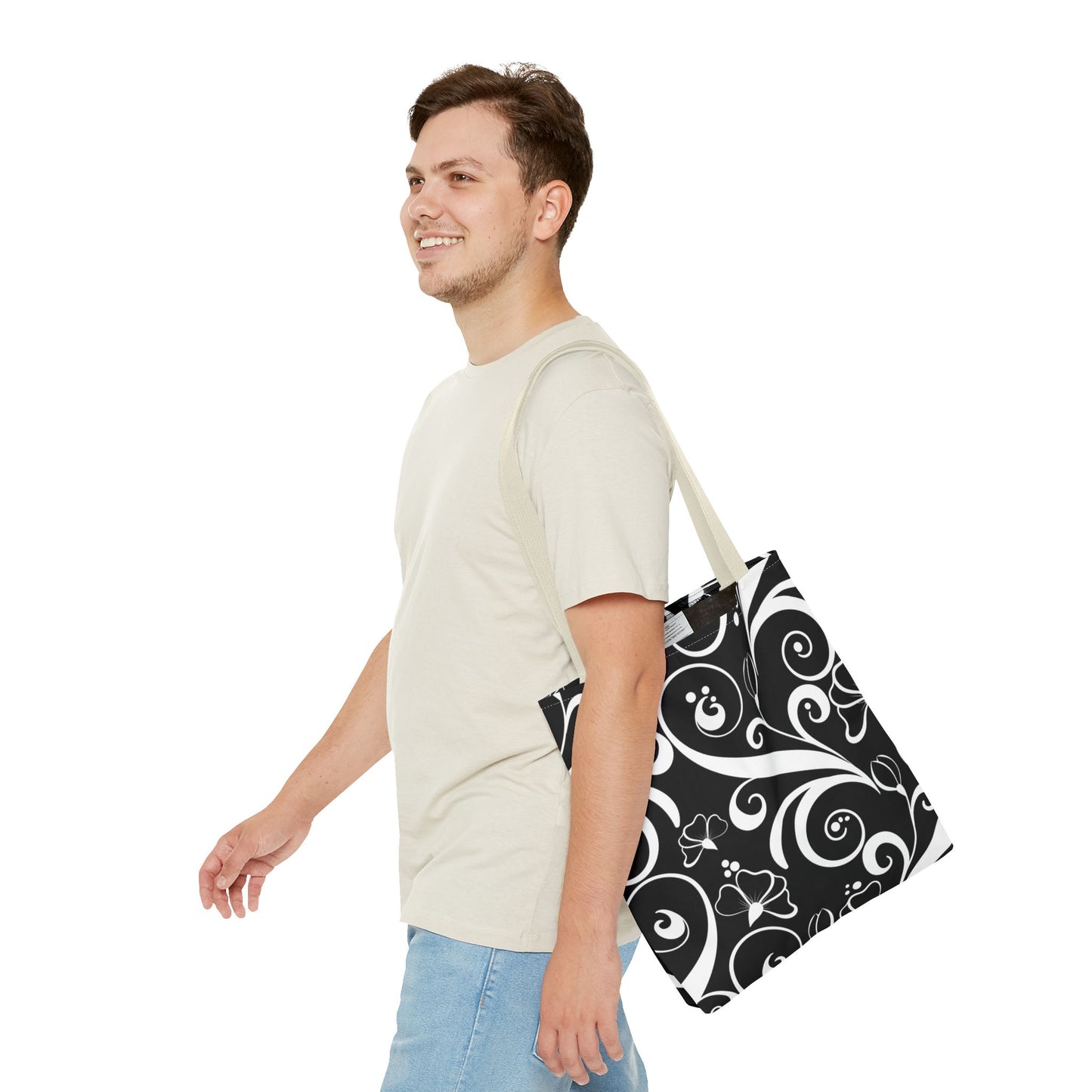Fashionable Black and White Pattern Tote Bag (AOP), Stylish, Great Gift Idea for Birthdays, Holidays, Any Occasion for Anyone