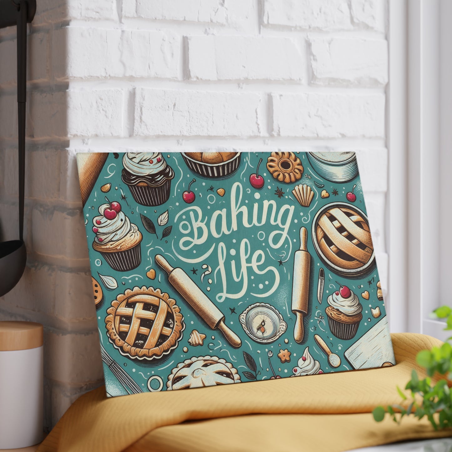 Baking Life Glass Cutting Board