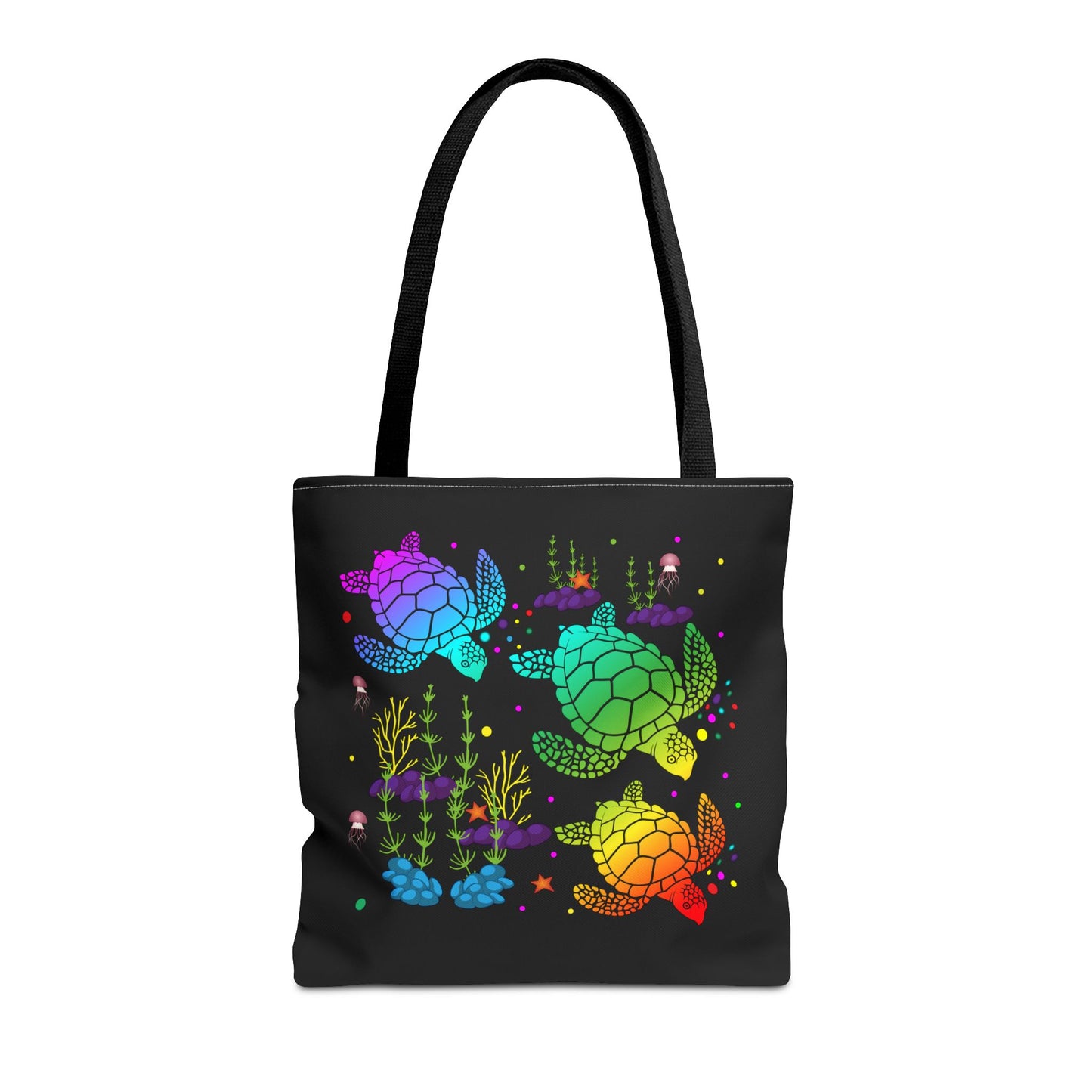Rainbow Turtle Tote Bag - Eco-Friendly Reusable Shopper, Beach Bag, Gift for Ocean Lovers, Summer Fun, Art Tote