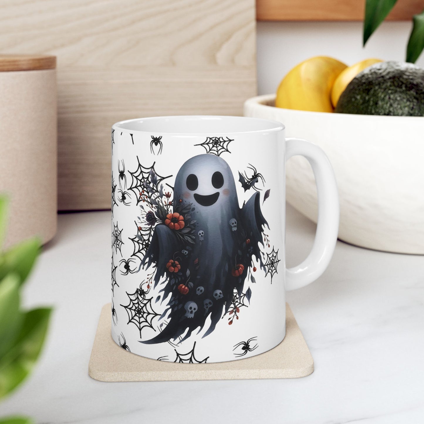 Spooky Cute Ghost Halloween Ceramic Mug, Coffee Cup for Autumn Decor, Gift for Witch Lovers, Tea Mug for Haunting Vibes, 11oz or 15oz Options