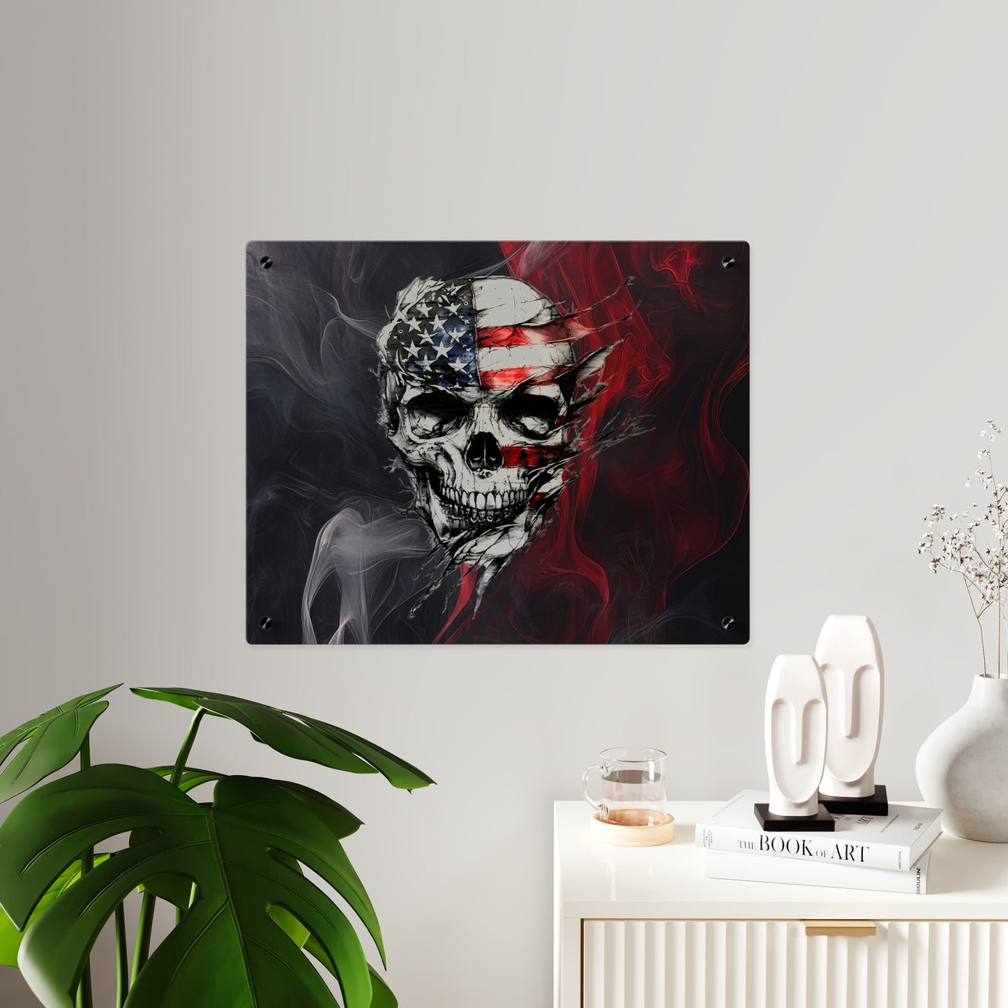 American Skull Acrylic Wall Art Panels - Edgy Decor for Rebels & Patriotic Souls