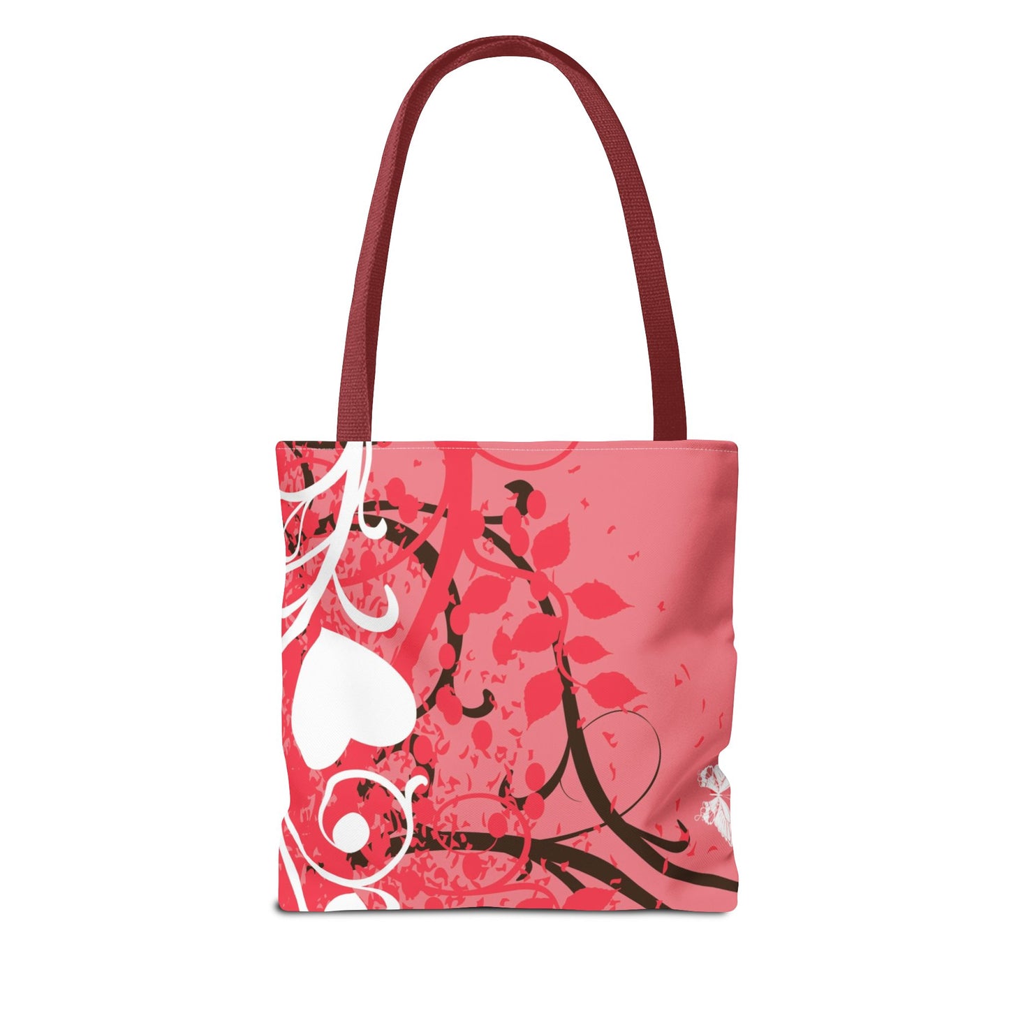 Pink Butterfly Heart Floral Abstract Fashionable Tote Bag (AOP), Stylish, Gift Idea for Birthdays, Holidays, Any Occasion for Anyone